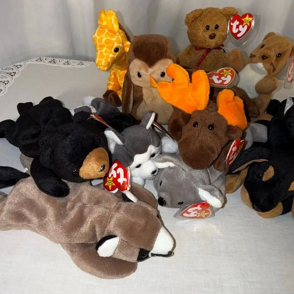 Ty Beanie Babies Woodland Forest PVC Lot 12 Chocolate Nuts Ringo Curly Hoot Twig